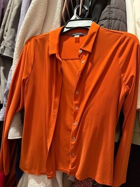 Tommy Hilfiger Orange Long-Sleeve Button-Down Shirt